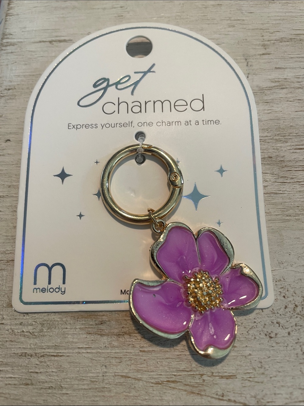 Get Charmed Hibiscus Flower Keychain - Purple